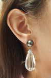 JEA3416 - Quartz, Tahitian South Sea Pearl & Diamond Earrings Set in 18 Karat White Gold Setting