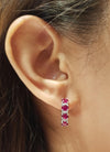 SJ1706 - Ruby with Diamond Hoop Earrings Set in 18 Karat White Gold Settings