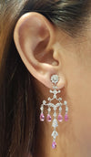 SJ6117 - Pink Sapphire with Diamond Earrings Set in 18 Karat White Gold Settings