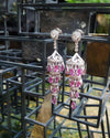 SJ1466 - Pink Sapphire with Diamond  Earrings Set in 18 Karat White Gold Settings