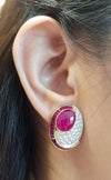 SJ1631 - Ruby and Diamond Earrings Set in 18 Karat Gold Settings