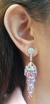 SJ1466 - Pink Sapphire with Diamond  Earrings Set in 18 Karat White Gold Settings