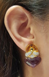 SJ2825 - Citrine, Amethyst with Diamond Earrings Set in 18 Karat Gold Settings