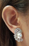 SJ1533 - Pearl with Diamond Earrings Set in 18 Karat White Gold Settings