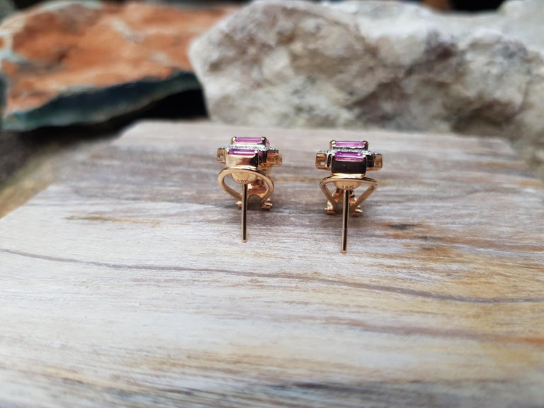 SJ1369 - Pink Sapphire with Diamond Earrings Set in 18 Karat Rose Gold Settings