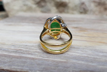 SJ6126 - Jade with Diamond Ring Set in 18 Karat Gold Settings