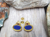 SJ2705 - Lapiz Lazuli with Cabochon Ruby and Diamond Earrings in 18 Karat Gold Settings
