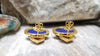 SJ2705 - Lapiz Lazuli with Cabochon Ruby and Diamond Earrings in 18 Karat Gold Settings