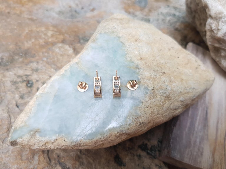 SJ3103 - White Sapphire with Diamond Earrings Set in 18 Karat Pink Gold Settings