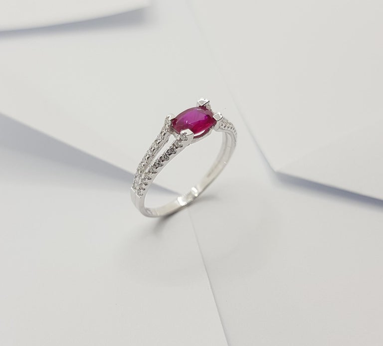 JR0586R - Ruby & Diamond Ring Set in 18 Karat White Gold Setting