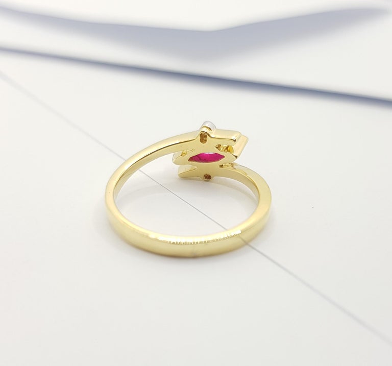 JR0674R - Marquise Ruby & Diamond Ring Set in 18 Karat Gold Setting
