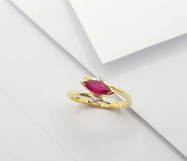 JR0674R - Marquise Ruby & Diamond Ring Set in 18 Karat Gold Setting