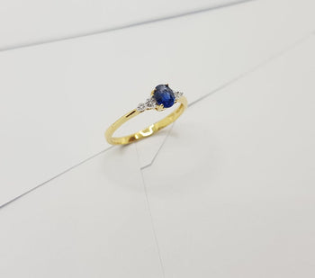 JR0657R - Blue Sapphire & Diamond Ring Set in 18 Karat Gold Setting