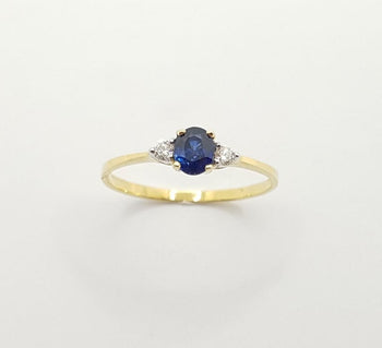 SJ6076 - Blue Sapphire with Diamond Ring Set in 18 Karat Gold Settings