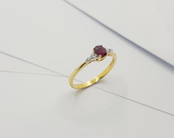 JR0468R - Ruby & Diamond Ring Set in 18 Karat Gold Setting