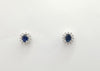 SJ1135 - Blue Sapphire with Diamond Earrings Set in 18 Karat White Gold Settings