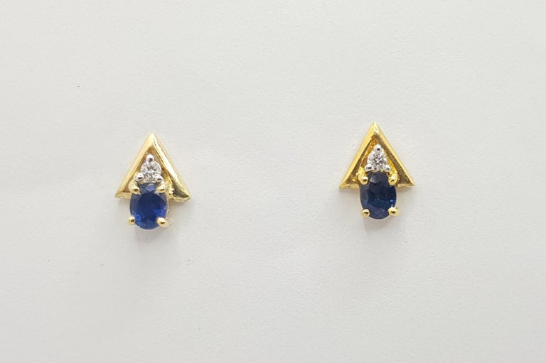 SJ2746 - Blue Sapphire with Diamond Earrings Set in 18 Karat Gold Settings