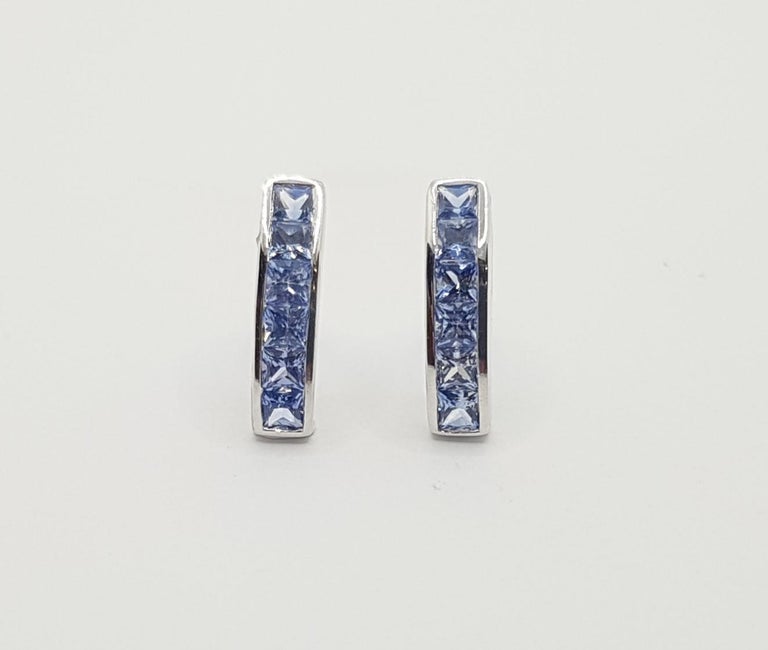 SJ1330 - Blue Sapphire Earrings Set in 18 Karat White Gold Settings