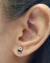 SJ1327 - Blue Sapphire with Diamond Earrings Set in 18 Karat Gold Settings