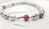 SJ1240 - Baroque South Sea Pearl with Pink Sapphire 3.23 Carats Clasp in 18K Rose Gold