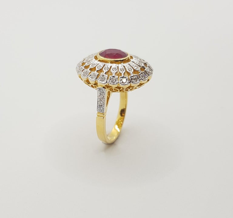 JR0383T - Ruby & Diamond Ring Set in 18 Karat Gold Setting