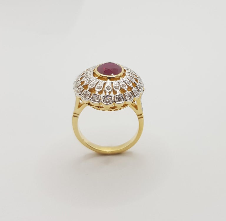 JR0383T - Ruby & Diamond Ring Set in 18 Karat Gold Setting