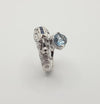 SJ1166 - Aquamarine, Blue Sapphire and Diamond Dragon Ring in 18 Karat White Gold