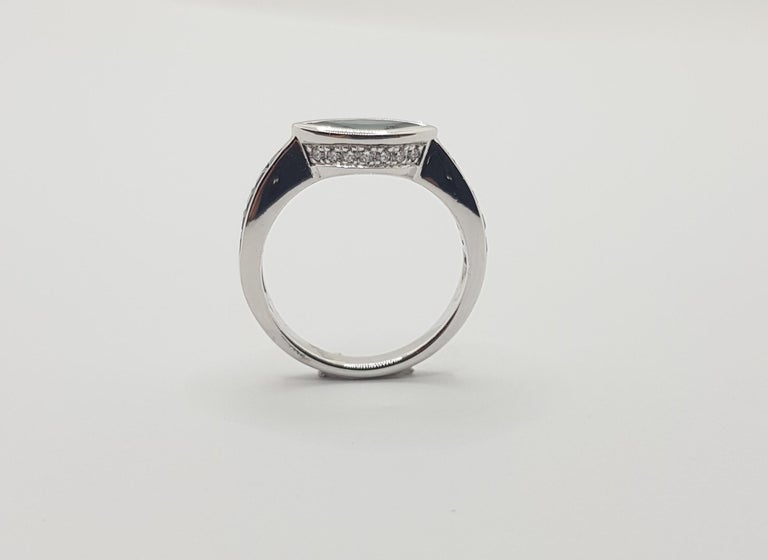 JR0230P - Blue Sapphire & Diamond Ring Set in 18 Karat White Gold Setting