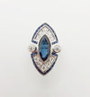 SJ1289 - Blue Sapphire with Diamond Ring Set in 18 Karat White Gold Settings