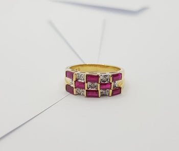 SJ1311 - Ruby with Diamond Ring Set in 18 Karat Gold Settings