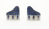 SJ2665 - Blue Sapphire with Diamond Piano Cufflink Set in 18 Karat White Gold Settings