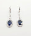 SJ1216 - Blue Sapphire with Diamond Earrings Set in 18 Karat White Gold Settings