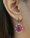 JE0439X - Ruby & Black and White Diamond Earrings Set in 18 Karat Gold Setting