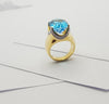 JR1071V - Blue Topaz & Diamond Ring Set in 18 Karat Gold Setting