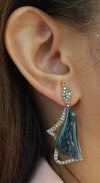 SJ6001 - Agate with Brown Diamond Earrings Set in 18 Karat White Gold Settings