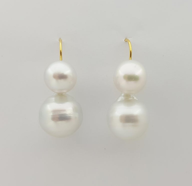 SJ1326 - South Sea Pearl Earrings Set in 18 Karat Gold Settings