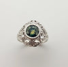SJ1186 - Green Sapphire with Diamond Ring Set in 18 Karat White Gold Settings