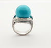 SJ1399 - Turquoise with Diamond Ring Set in 18 Karat White Gold Settings