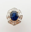 SJ1286 - GIA Certified Unheated 5 Cts Blue Sapphire with Diamond Ring in 18 Karat Gold
