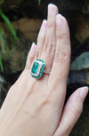 SJ1400 - Emerald with Diamond Ring Set in 18 Karat White Gold Settings