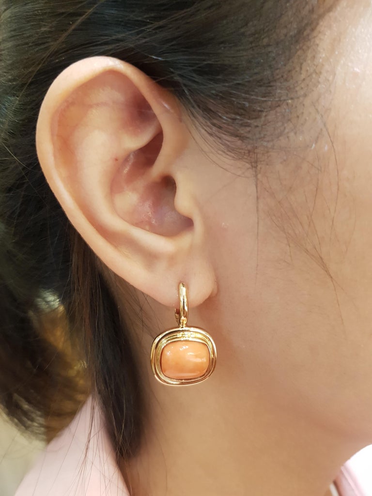 JE0510R - Coral Earrings Set in 18 Karat Rose Gold Setting