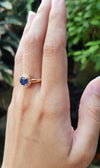 JR0290R - Blue Sapphire & Diamond Halo Ring Set in 18 Karat Rose Gold Setting