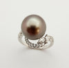 JR1806Y Tahitian South Sea Pearl & Diamond Ring Set in 18 Karat White Gold Setting