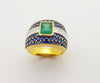 SJ1230 - Emerald with Blue Sapphire with Diamond Ring Set in 18 Karat Gold Settings