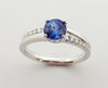 SJ2984 - Blue Sapphire with Diamond Engagement Ring Set in 18 Karat White Gold Settings