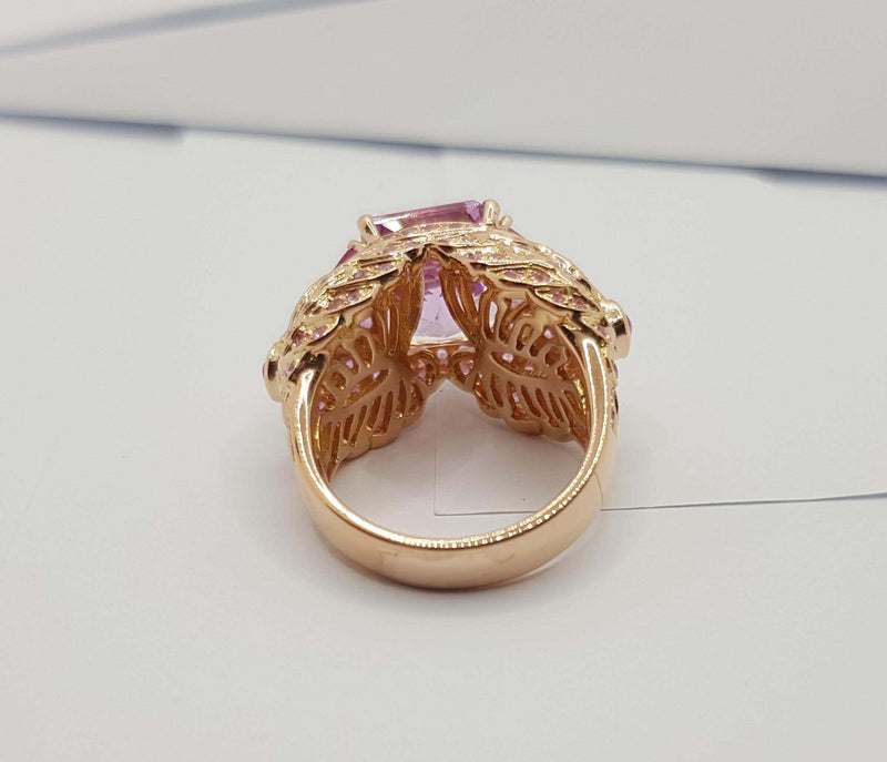 JR0327P - Kunzite & Pink Sapphire Ring Set 18 Karat Rose Gold Setting