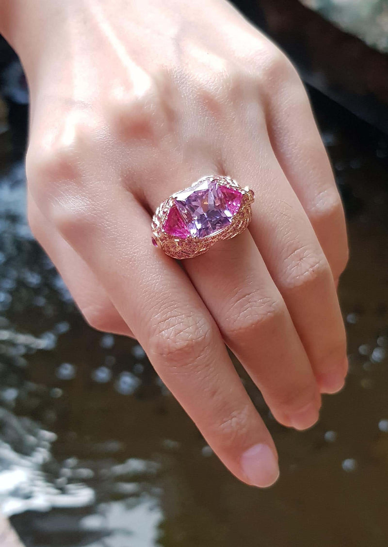 JR0327P - Kunzite & Pink Sapphire Ring Set 18 Karat Rose Gold Setting