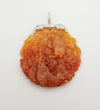 JP0296P - Carved Orange Jade with Diamond Pendant Set in 18 Karat White Gold Settings