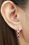 SJ2905 - Ruby with Diamond Earrings Set in 18 Karat Rose Gold Settings