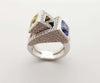 SJ6283 - Blue Sapphire, Yellow Sapphire with Diamond Ring Set in 18 Karat White Gold